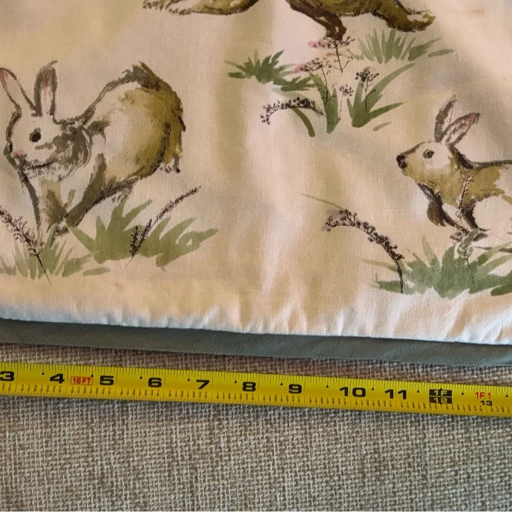Pottery Barn Festive Bunny Pillow - Green and Cream